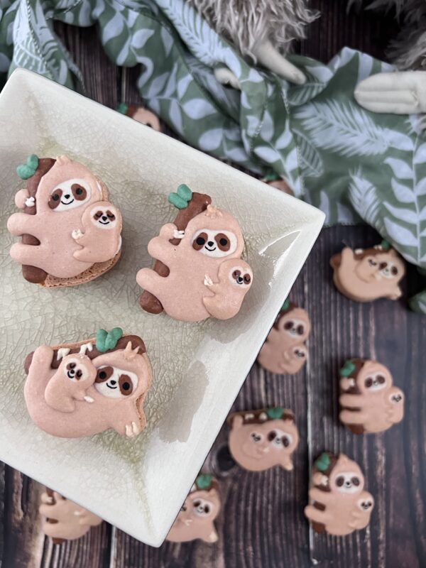 sloth mama & baby macarons